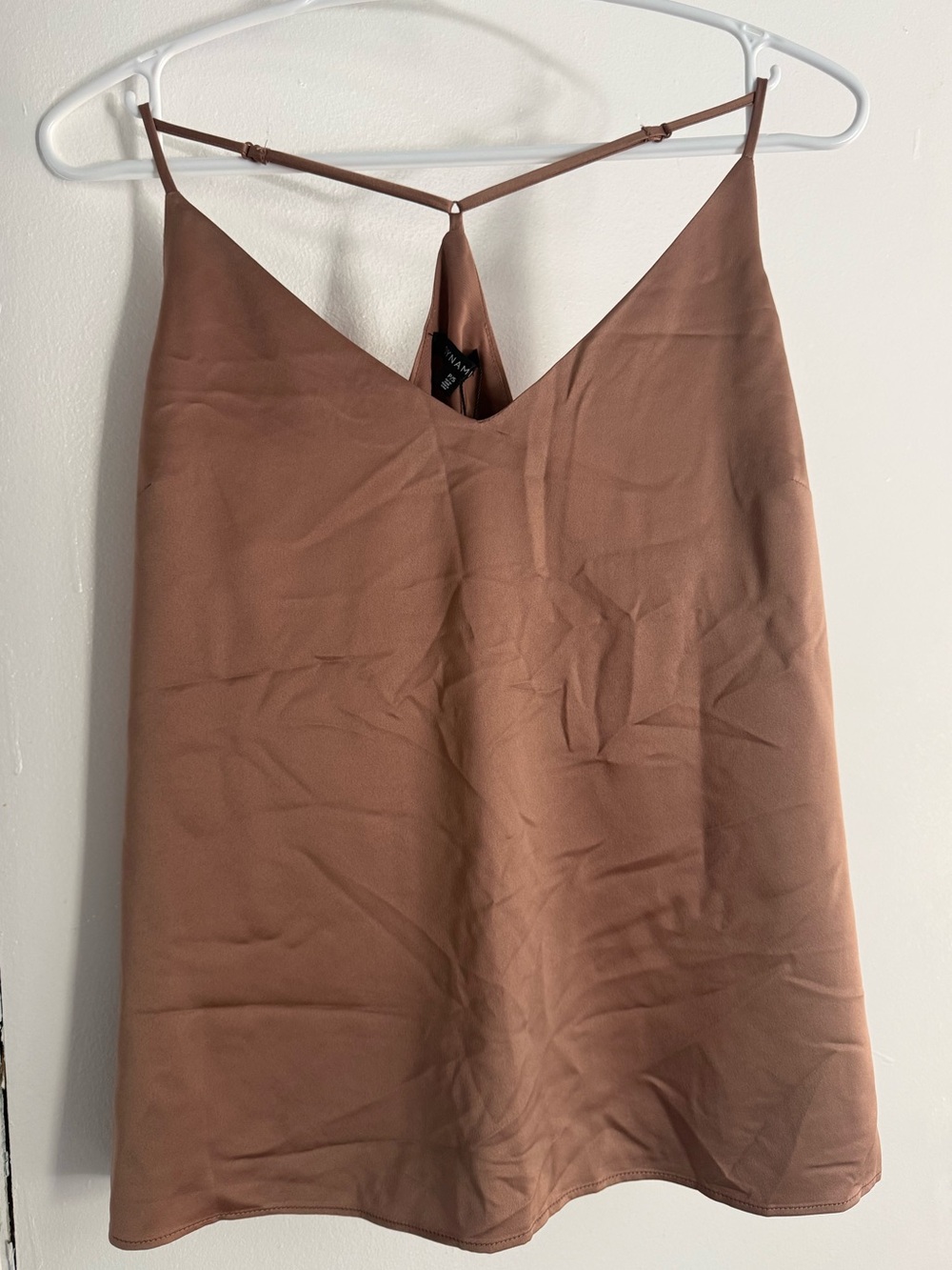 Dynamite rose gold V-Neck Satin Cami with Strappy Back